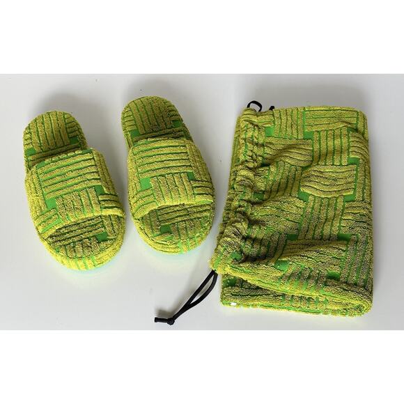NIB $600 Bottega Veneta Mens Intrecciato Resort Sponge Slipper Green 9 US 660245 main image 11
